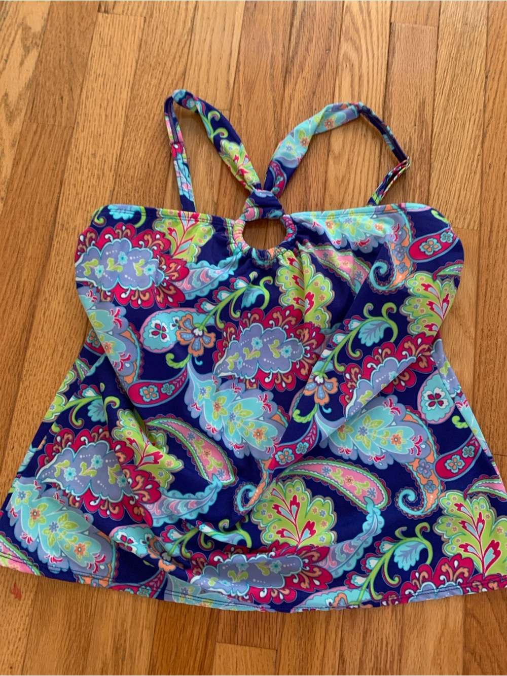 Kim Rogers Navy Multicolor Paisley Tankini Top